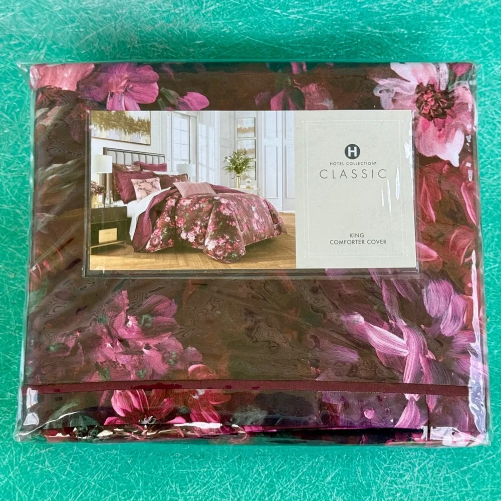 Hotel Collection Dutch Floral KING Comforter Cover Rich Oxblood Flowers Macys K